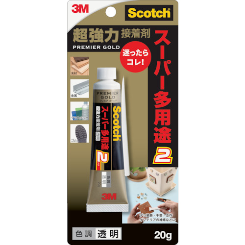 【TRUSCO】３Ｍ　スコッチ　超強力接着剤　プレミアゴールド　スーパー多用途２　２０ｇ　透明